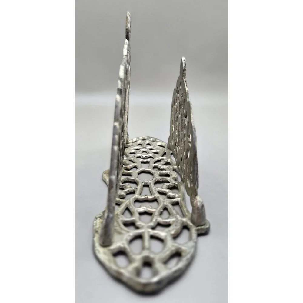 Vintage Metal Letter Holder Art Nouveau Natural Patina  Ornate Scroll‎ Work